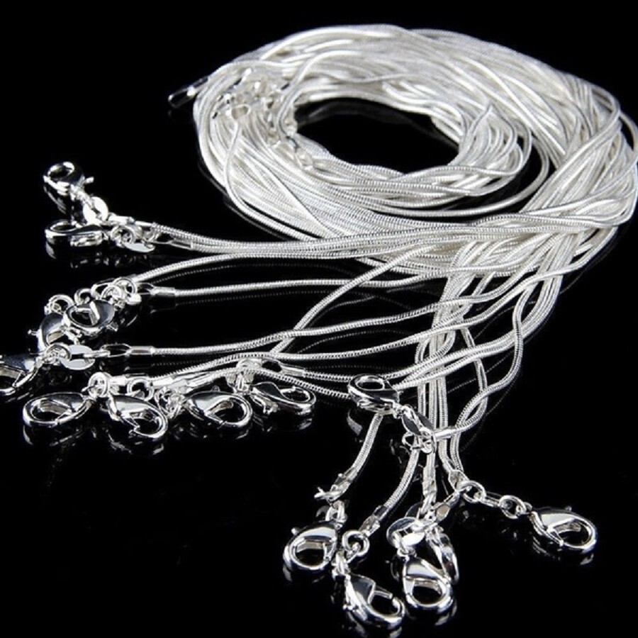 Genuine 925 Sterling Silver Italian 1.2mm Thin Snake Chain Necklace 16″ – 38inch