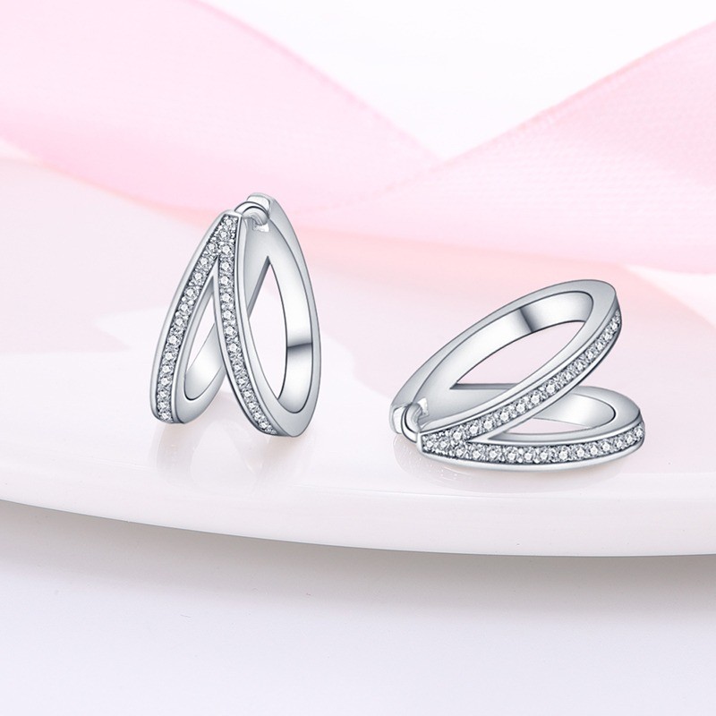 PANDACH 925 Sterling Silver Tiny Double Hoop Circle Earrings Earrings For Women