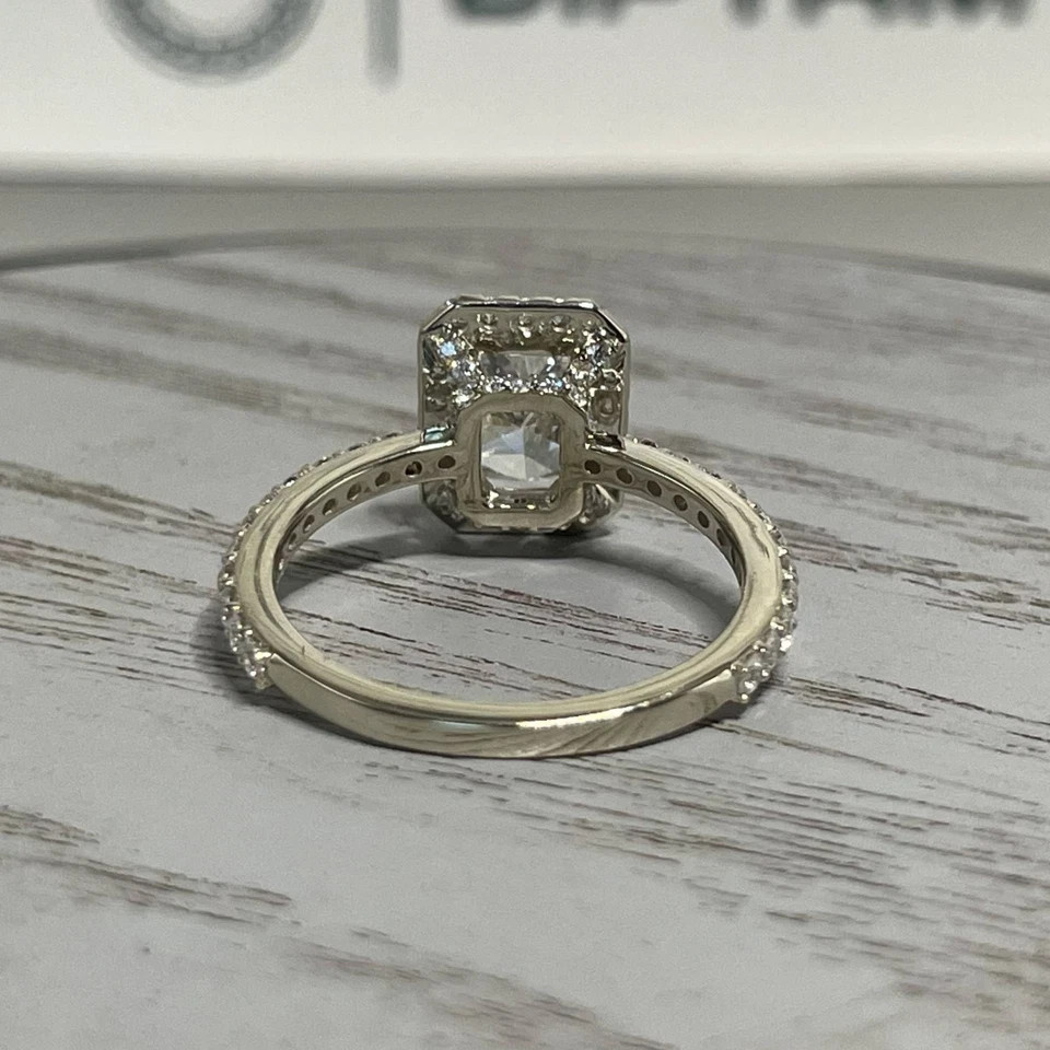 Halo Diamond Ring 2.28 Carat Lab Grown Radiant IGI E F VVS CVD 14k White Gold