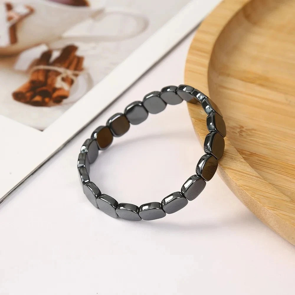 2× Natural Hematite Bracelet Reignites Masculine Energy Stretch Beaded Healing