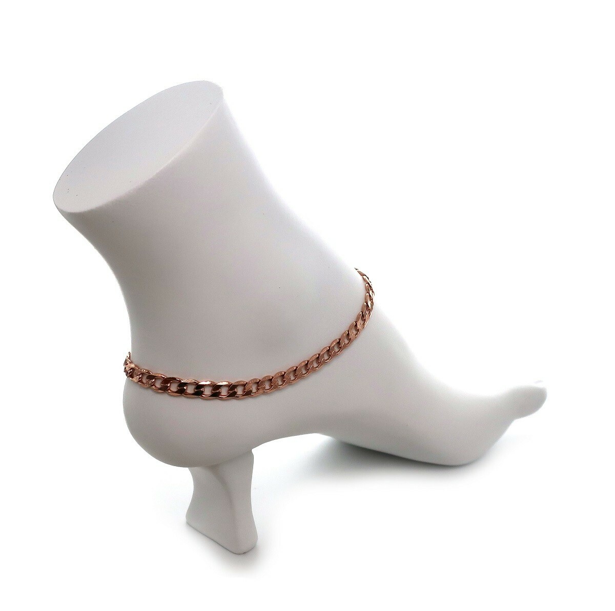 10″ Italian Cuban Link Quality Chain Anklet Bracelet 14K Pink Rose Gold Plated