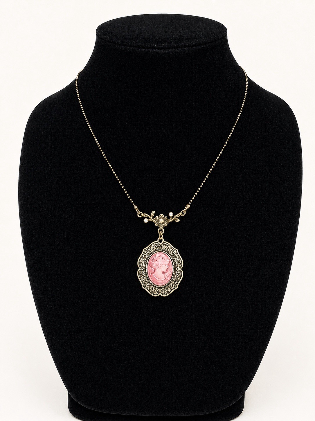 Handmade Pink Cameo Pendant Necklace by Whispering Willows
