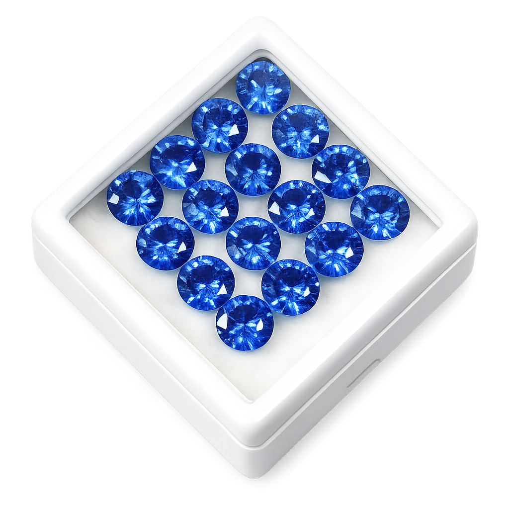 CERTIFIED 24 Pcs Natural Blue Sapphire Round Cut 5×5 mm Loose Gemstone Lot