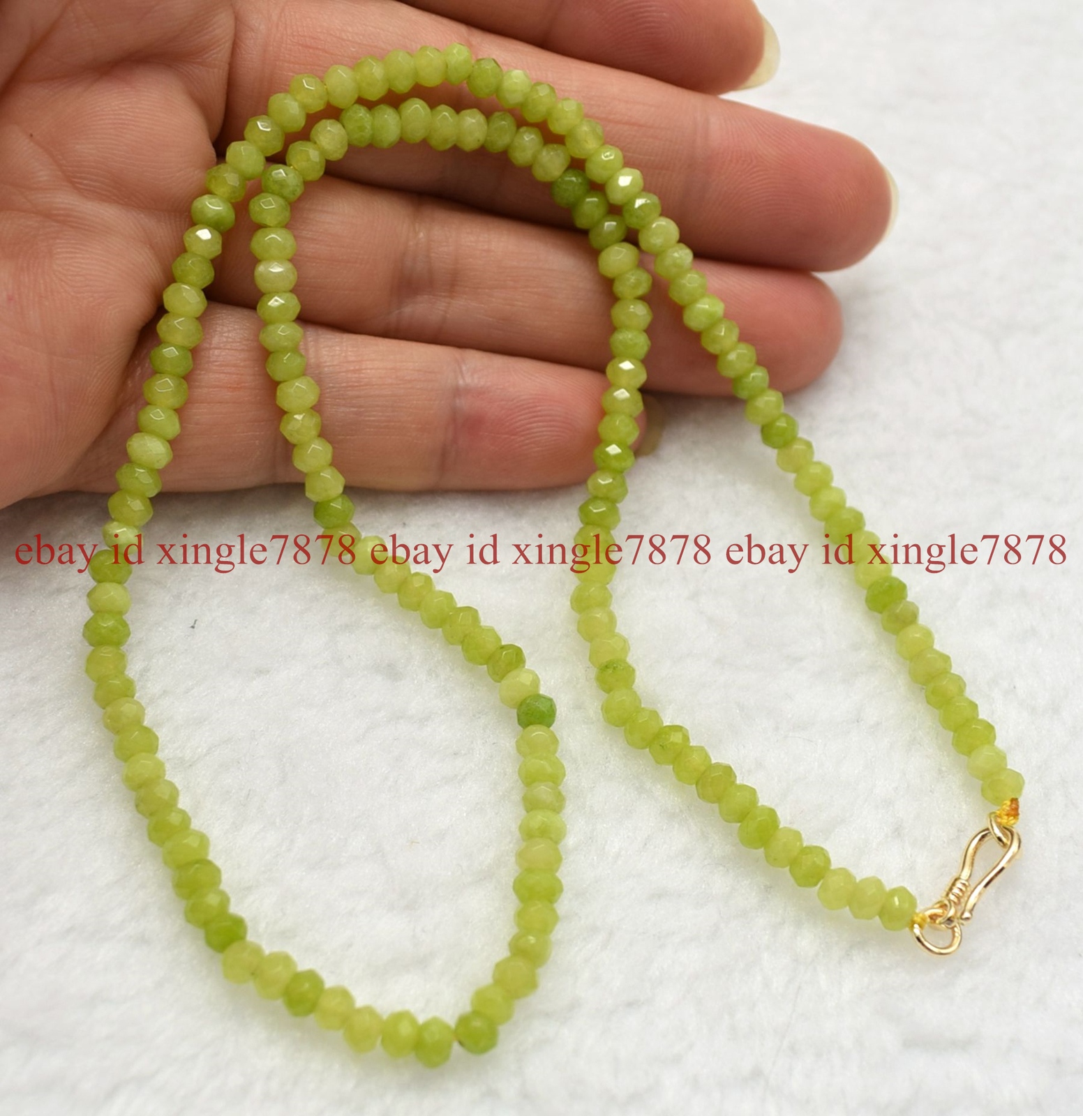 Faceted 2x4mm Green Peridot Rondelle Gems Beads Necklace 16-28 in