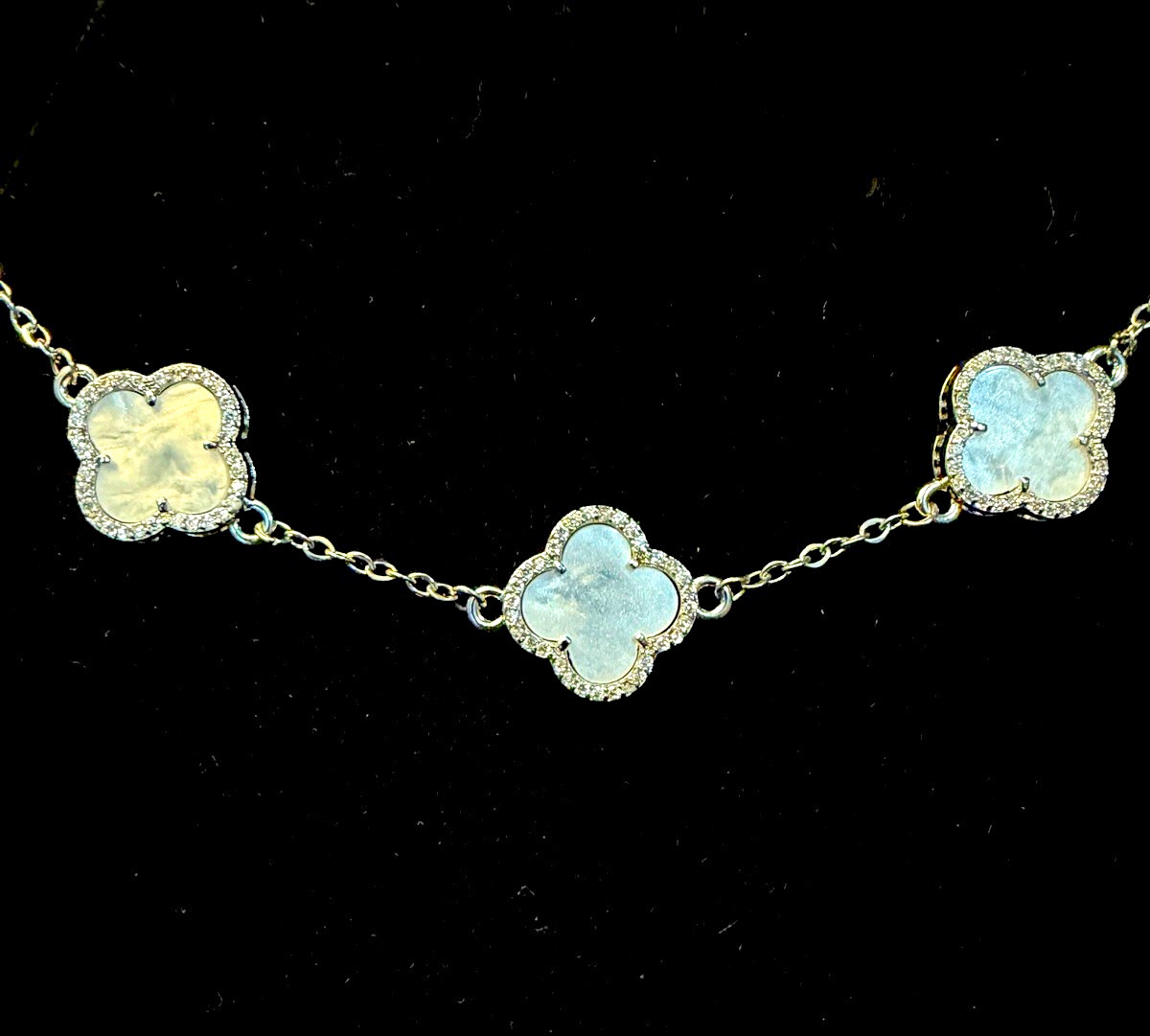 925 Sterling Silver Marble AAA CZ Bracelet White Inlay Pavé 7-9 in BEAUTIFUL