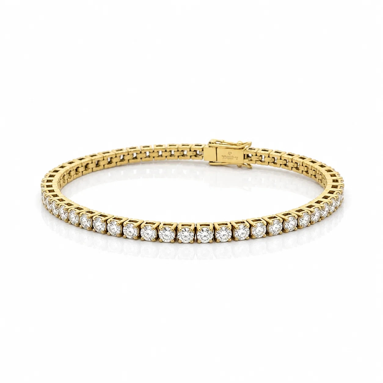 3mm Moissanite Tennis Bracelet Gold Tone 6.5 7 Inch