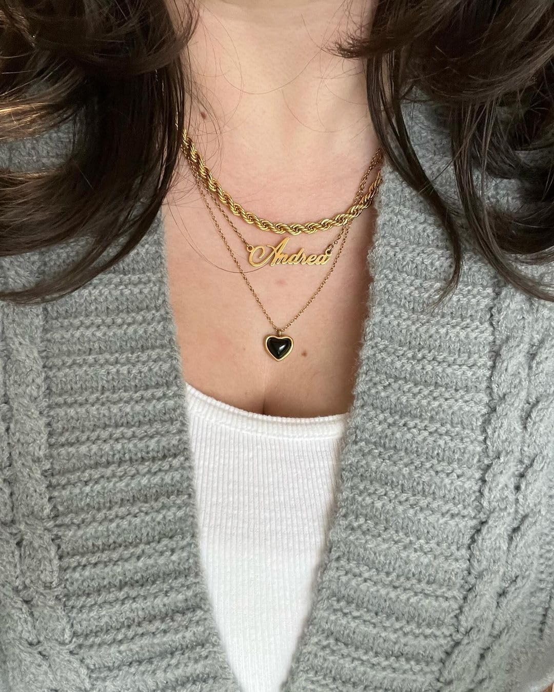 Adjustable Black Tourmaline Heart Necklace – Gold-Plated Women’s Jewelry Gift