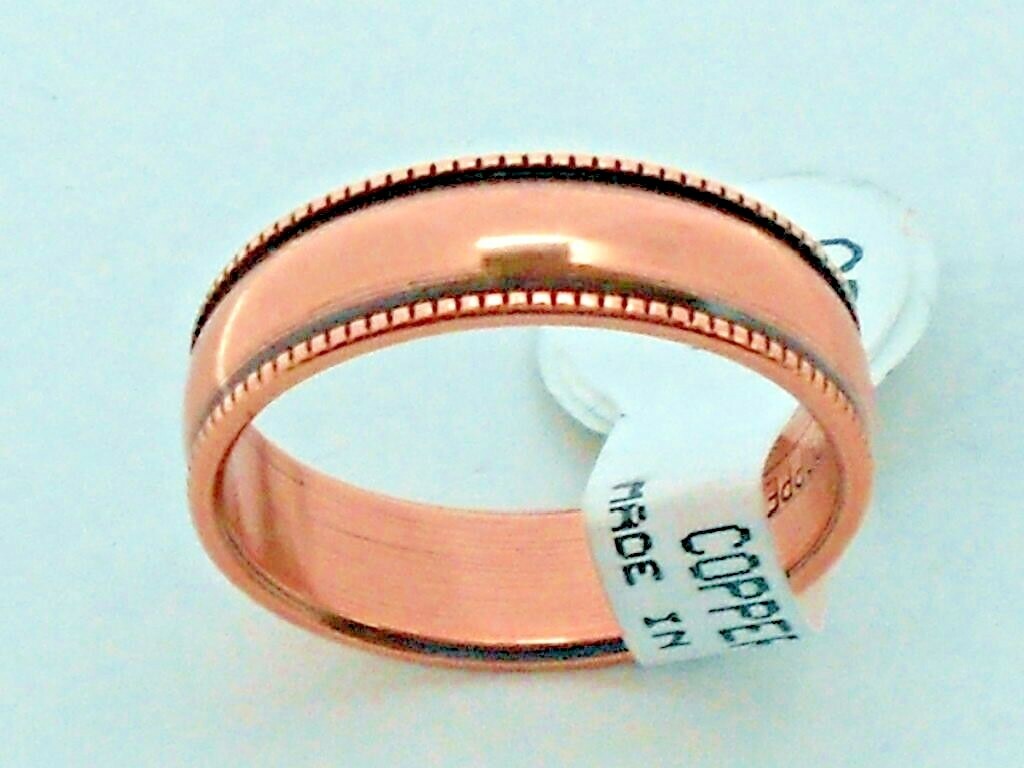 NEW Solid Copper Fluted edge Band Ring sizes 6 thru 13 Pain Relief Folk Lore