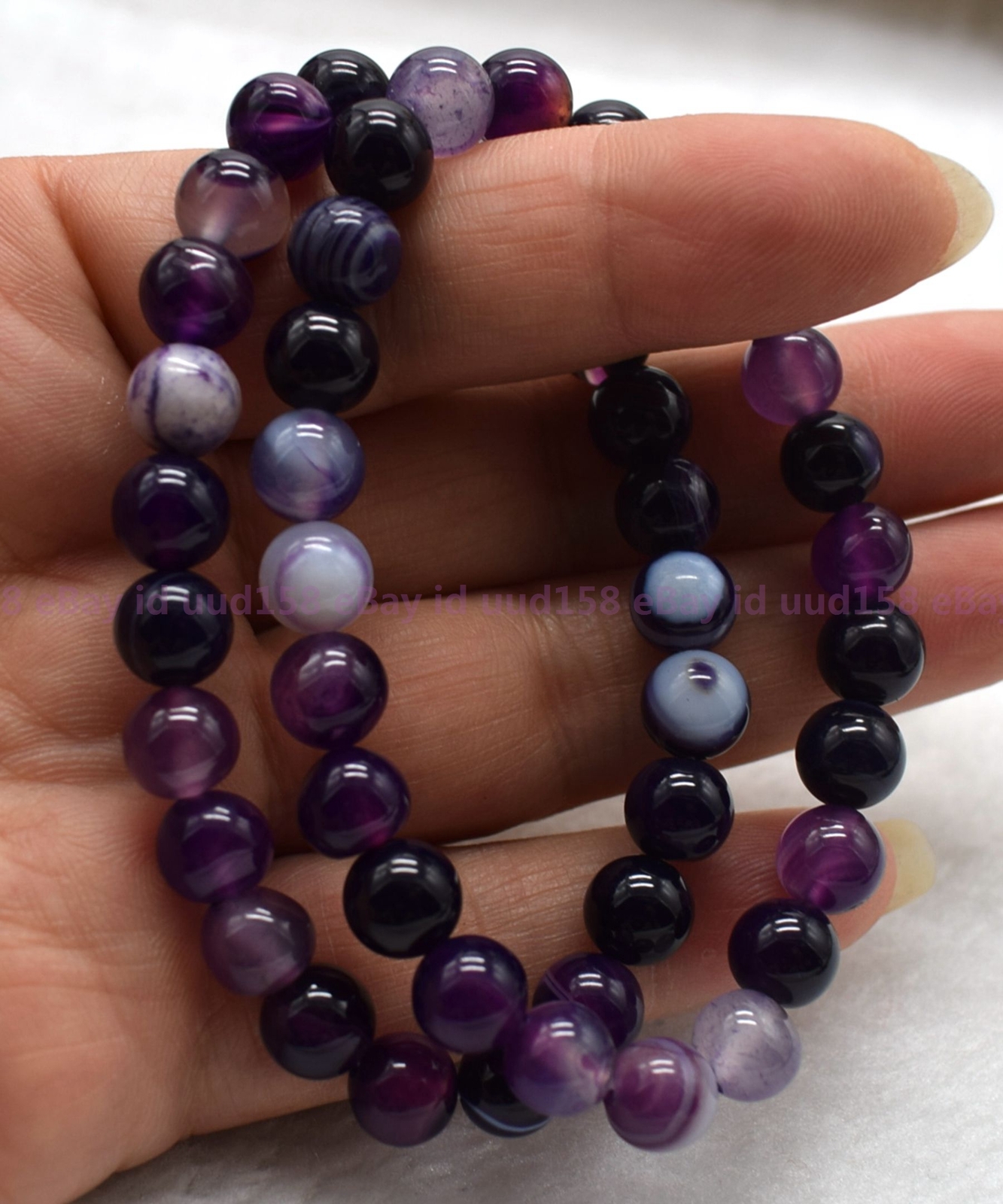 Natural 2 Pcs 8mm Multicolor Gemstone Round Beads Stretch Bracelet 7.5″ AAA