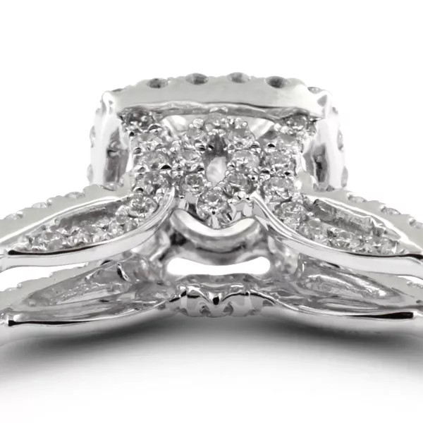 18K Gold Side Stone Engagement Ring Halo 1.50 CT Princess Natural Diamond G VS2