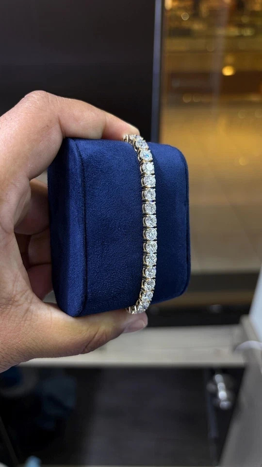 20Ct Round Cut Lab Created Diamond Tennis Bracelet 14K White Gold Plated Silver