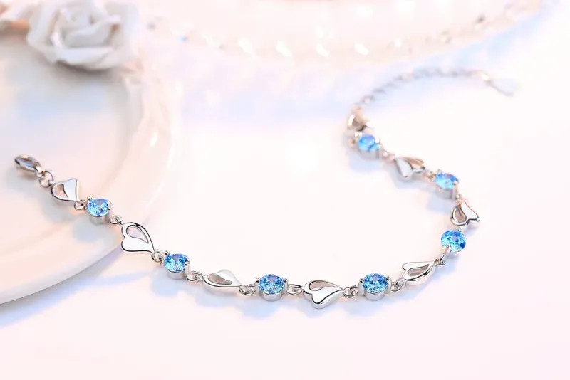 925 Sterling Silver Charm Glossy Bead Bangle Women’s Fashion Bracelet Jewelry