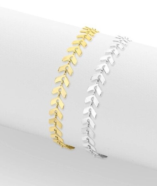 Stainless Steel Chevron 7″ +2″ Bracelet Gold Plated / Silver Finish
