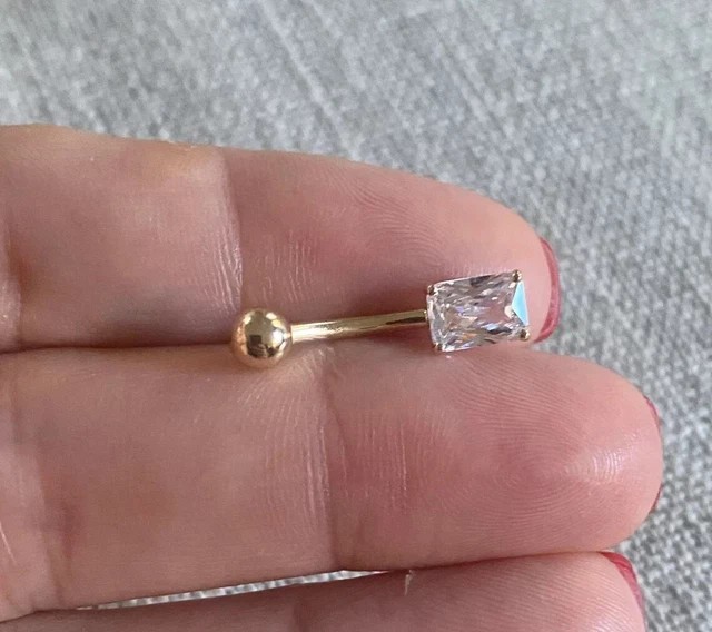 1.8Ct Radiant Cut Created Diamond Navel Belly Button Stud 14K Yellow Gold Finish
