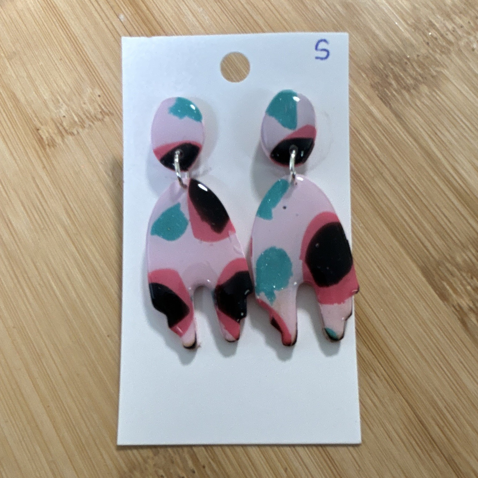 Multicolor Abstract Pattern Polymer Clay Dangle/Drop Earrings for Lobe