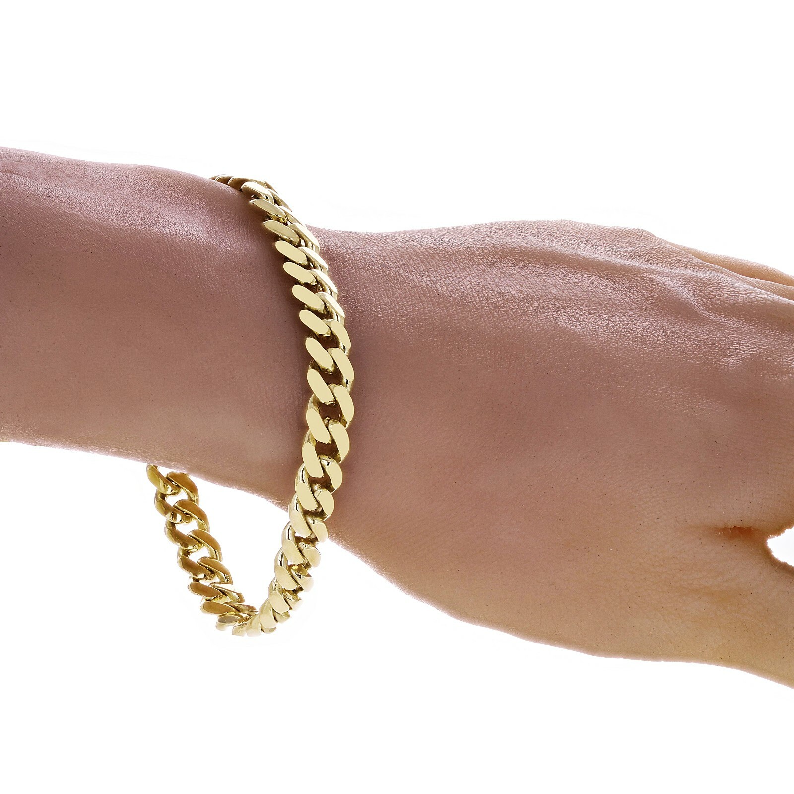 Men’s 14k Yellow Gold Solid Miami Cuban Link Bracelet 7″ 8mm 28.5 grams