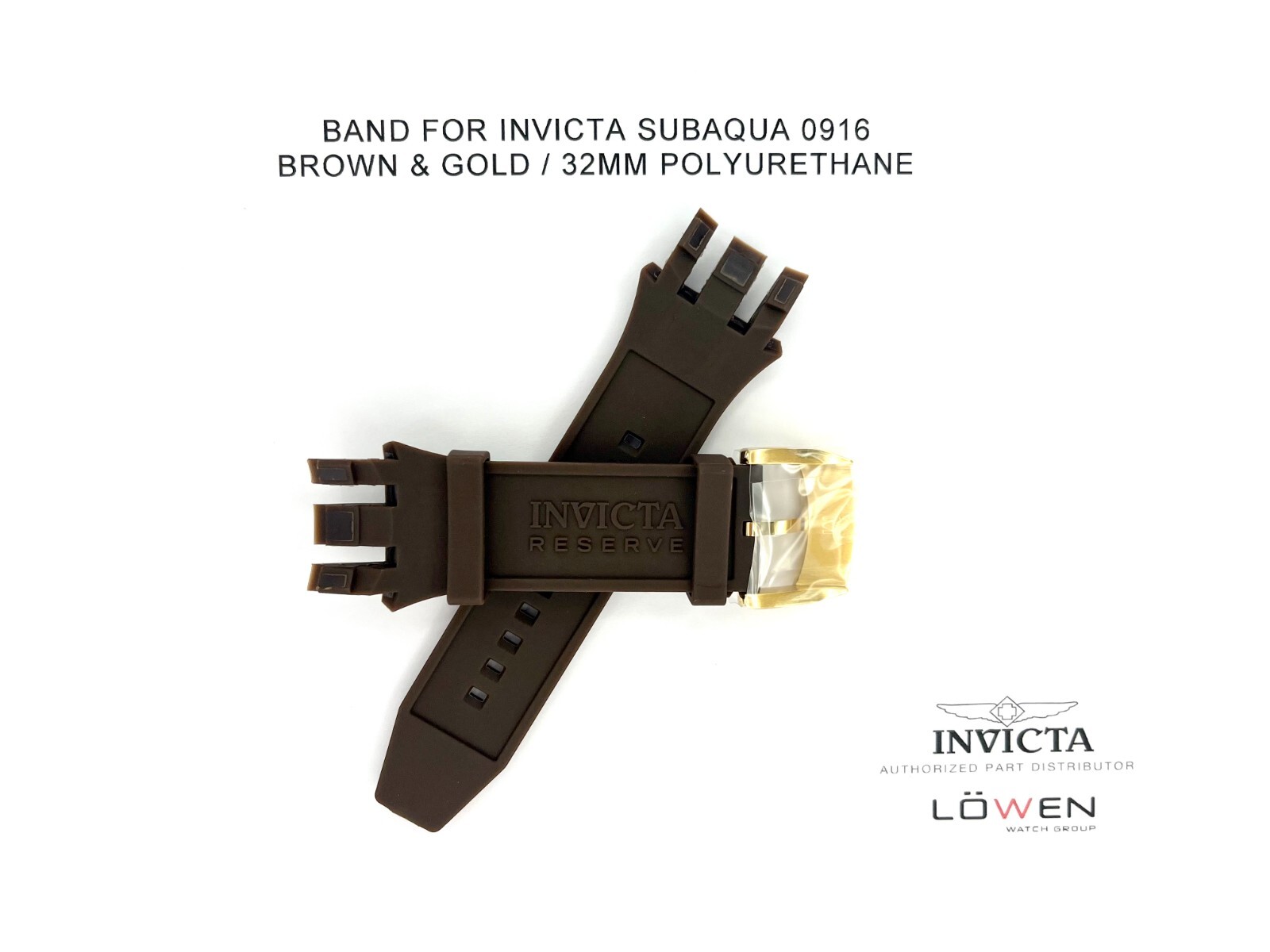 Authentic Invicta Subaqua 0916 Brown & Gold Polyurethane 32mm Watch Band
