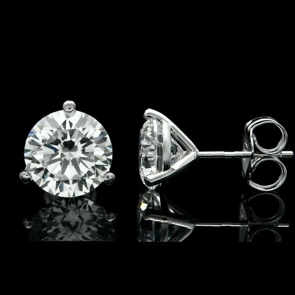 2Ct Round Cut Lab Created Diamond Solitaire Stud Earrings 14K White Gold Finish