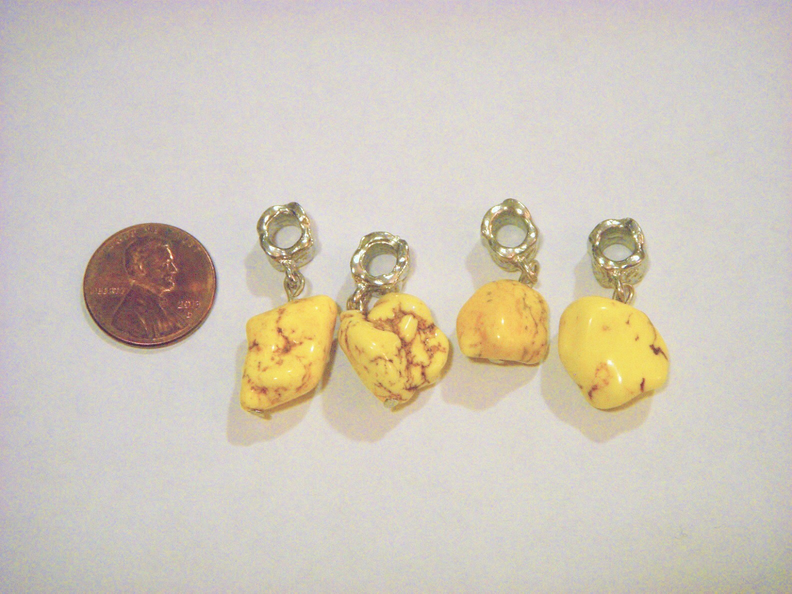 YELLOW TURQUOISE SINGLE CHARM DANGLE FOR BRACELETS OR PENDANTS MULTISHAPE/DESIGN