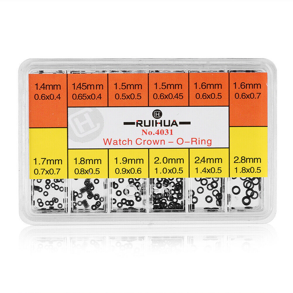 12-Size Waterproof Rubber Watch Crown O-Ring Gasket Assortment 1000Pcs 1.4-2.8mm