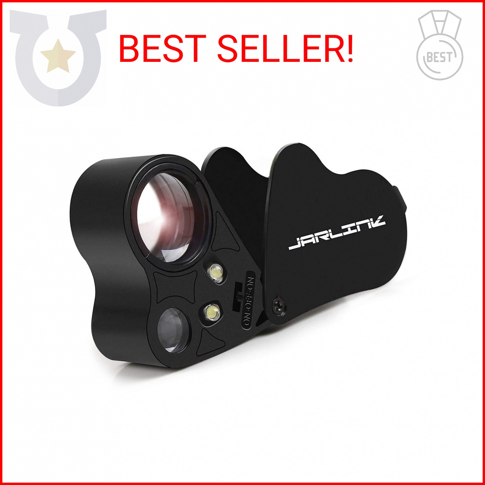 JARLINK 30X 60X Illuminated Jewelers Loupe Magnifier, Foldable Jewelry Magnifier