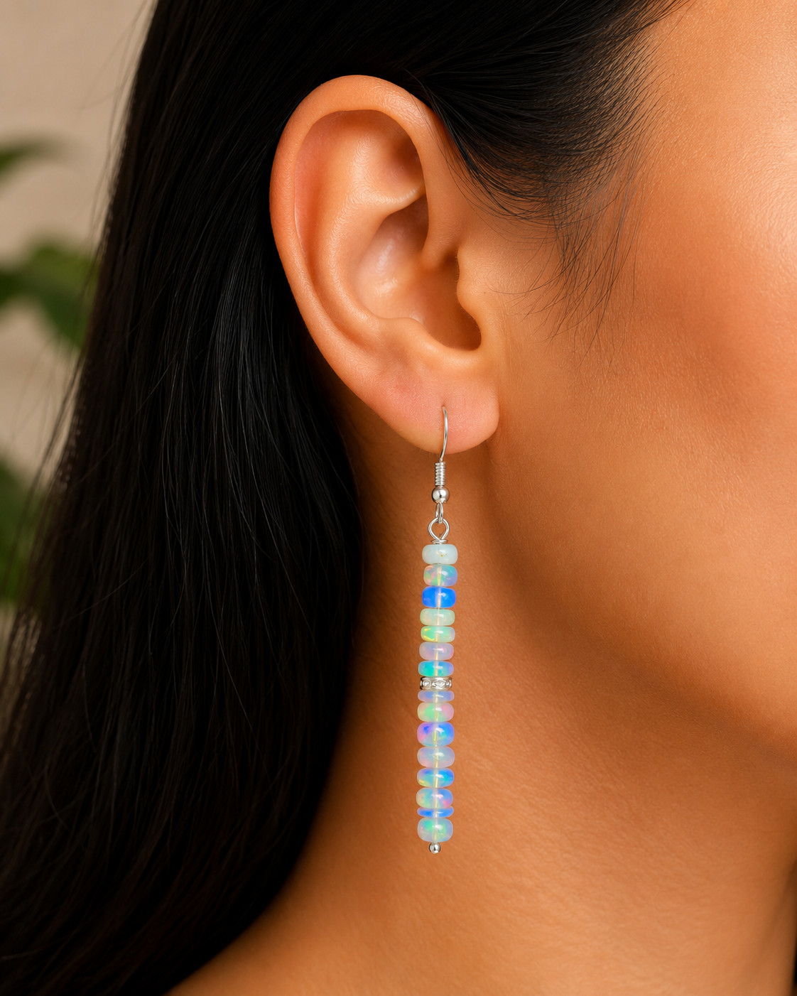 AAA+ Fire Opal Gemstone Cluster Earring, Genuine Multifire Opal Nugget Beads