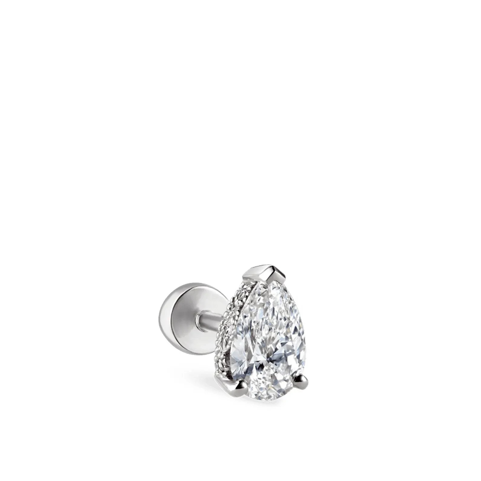 925 Sterling Silver Pear Moissanite Screw Back Helix Stud Earring