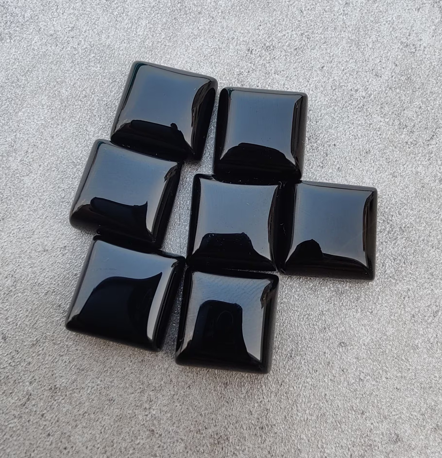 Natural Black Onyx Square Cabochon Loose Gemstone For Jewelry Crafting