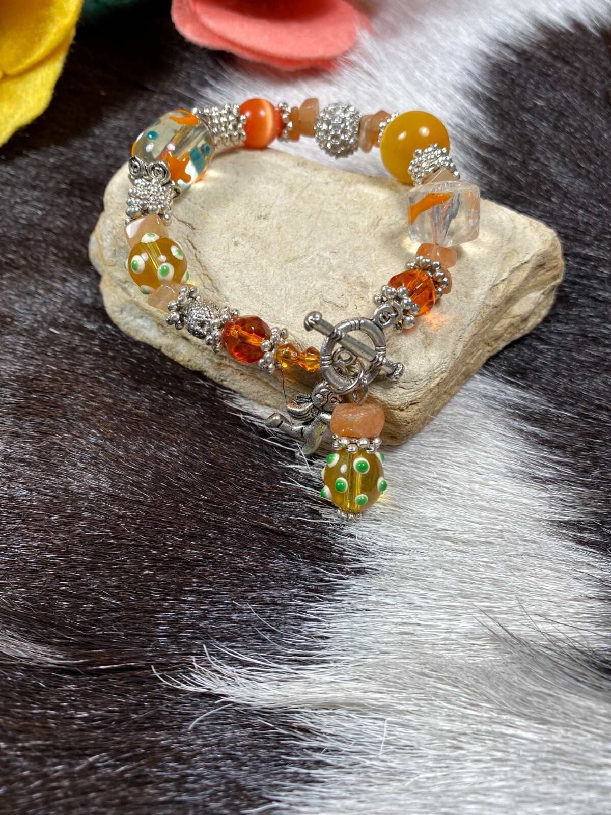 Colorful Bracelets Wholesale Lot of 12 Multi Color Angel Beaded Toggle Bracelet