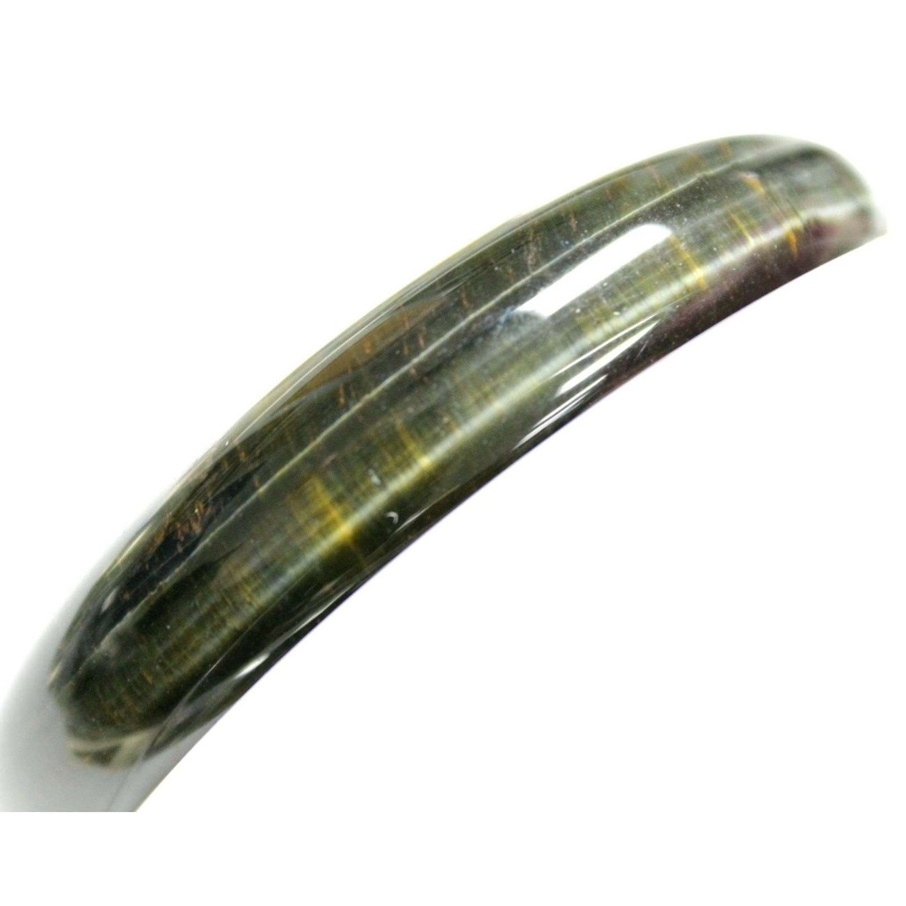 Excellent Burmese Stone Tigers Eye Green and Black Bangle Bracelet
