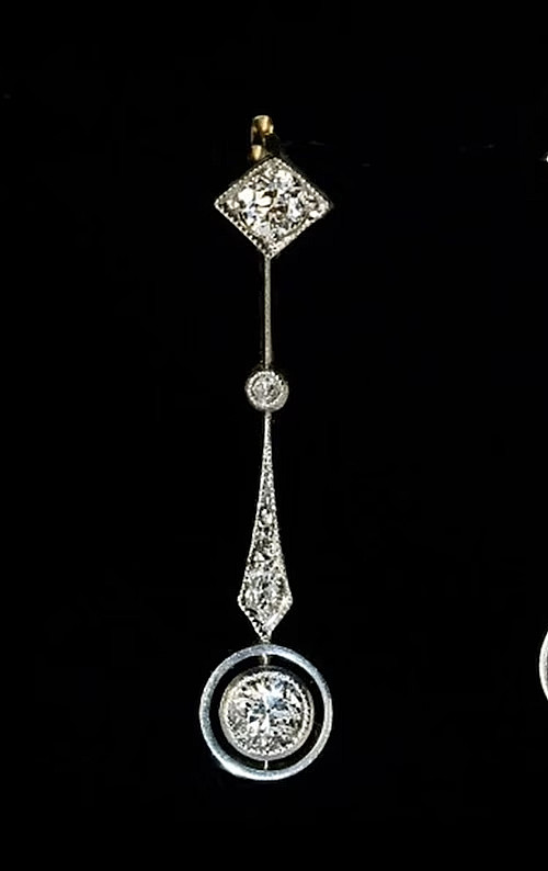 Art Deco Style Round Cut Lab Created Diamond Wedding 14K White Gold FN Earrings
