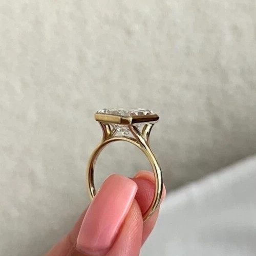 Lab Grown Diamond Wedding Ring 4 Ct Radiant Cut IGI E F VVS CVD 14k Yellow Gold