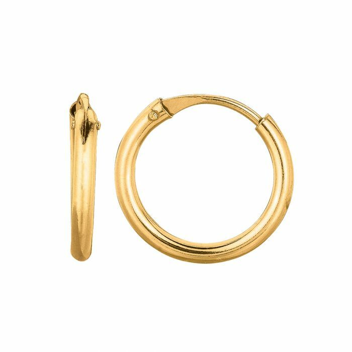 Polished Endless Huggie Hoop Earrings Real 14K Yellow Gold 0.3gr