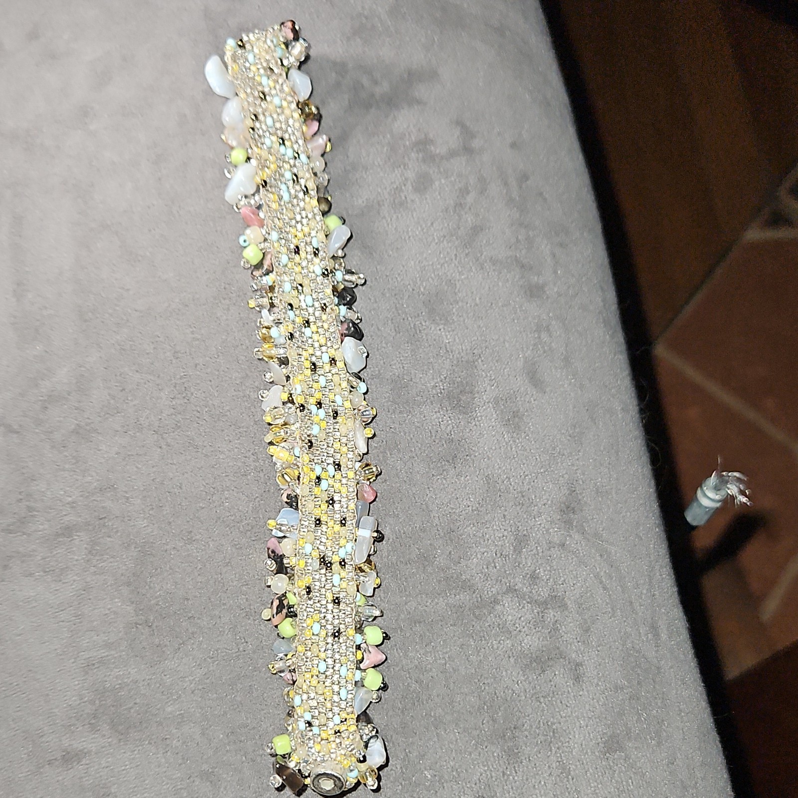 Multicolor Chip Crystal Beaded Bracelet, Asymmetrical.
