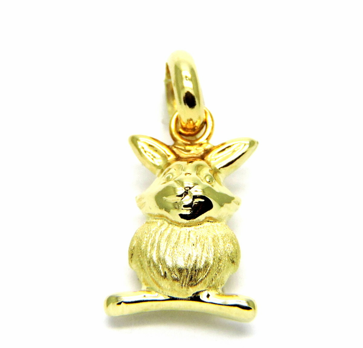 18KT 750/1000 Yellow Gold Pendant Glossy And Satin Rabbit