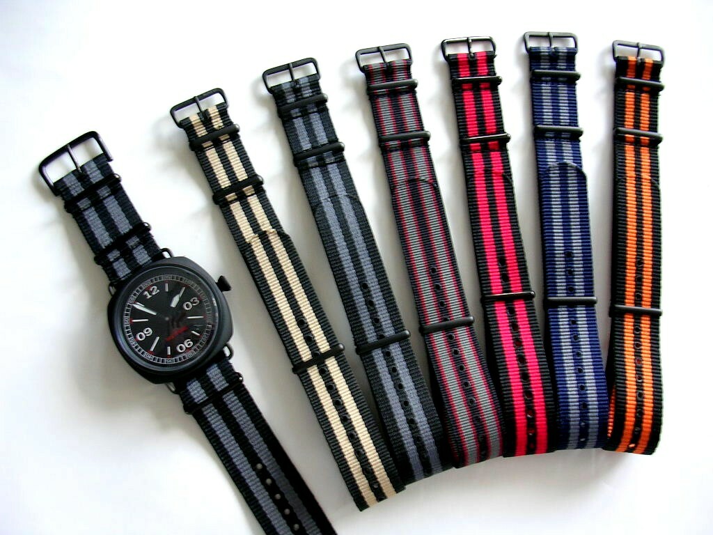 22mm NATO ® strap watch band Nylon PVD Military Sport stitched bonded IW SUISSE