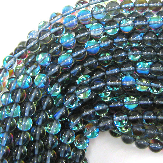 Blue Gray Mystic Aura Quartz Round Beads Gemstone 15″ Strand 6mm 8mm 10mm