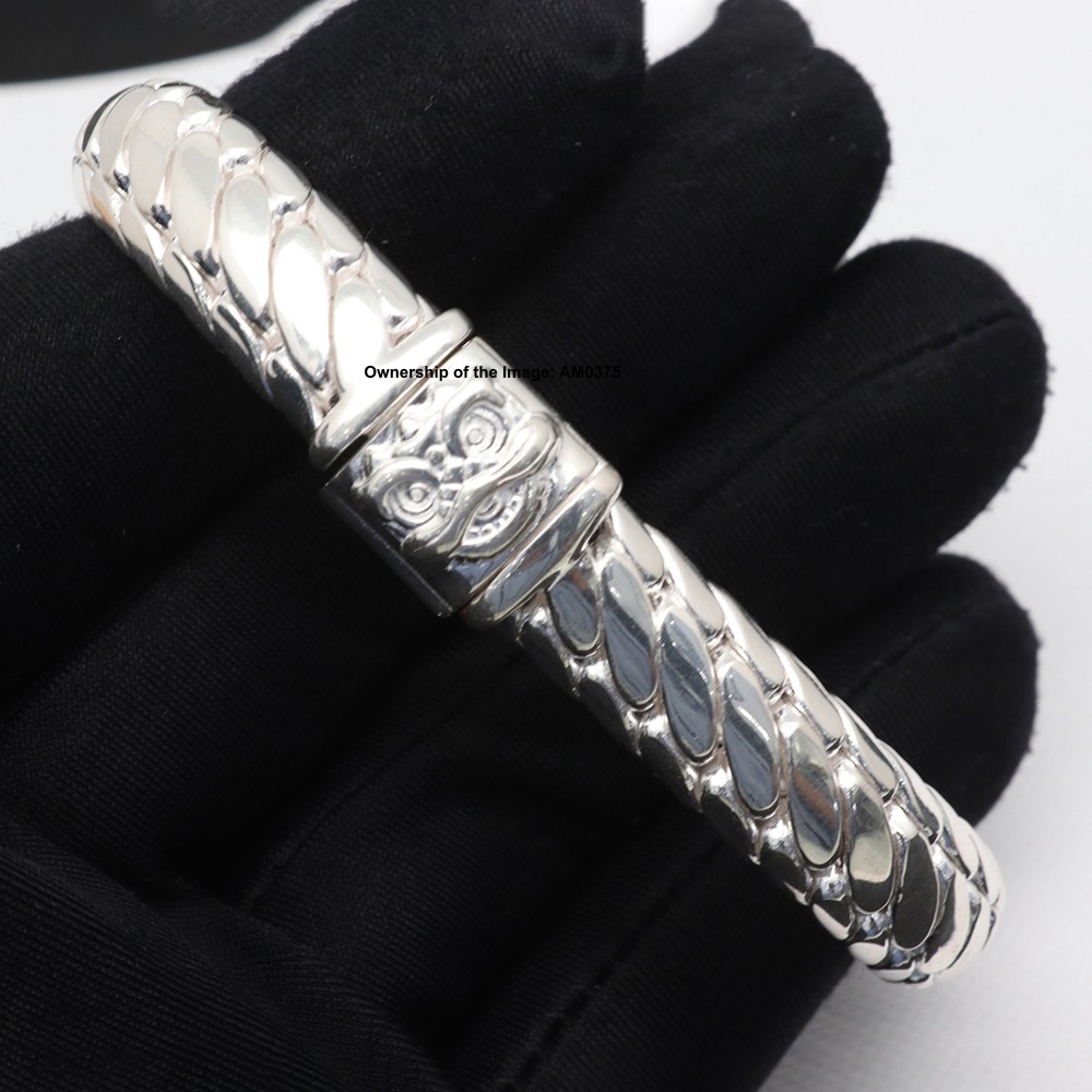 Pure 999 Fine Silver Bracelet 11mm Flat Weaved Link Men’s Bracelet 7.48inch