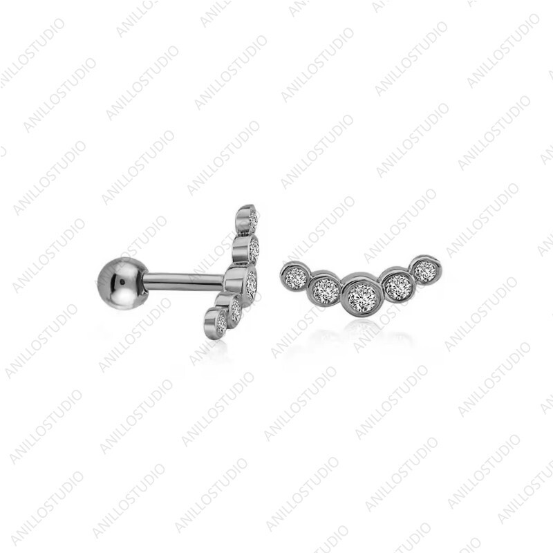 Natural Diamond Cartilage Tiny Earring Helix, Conch, Earlobe Piercing 14k Gold