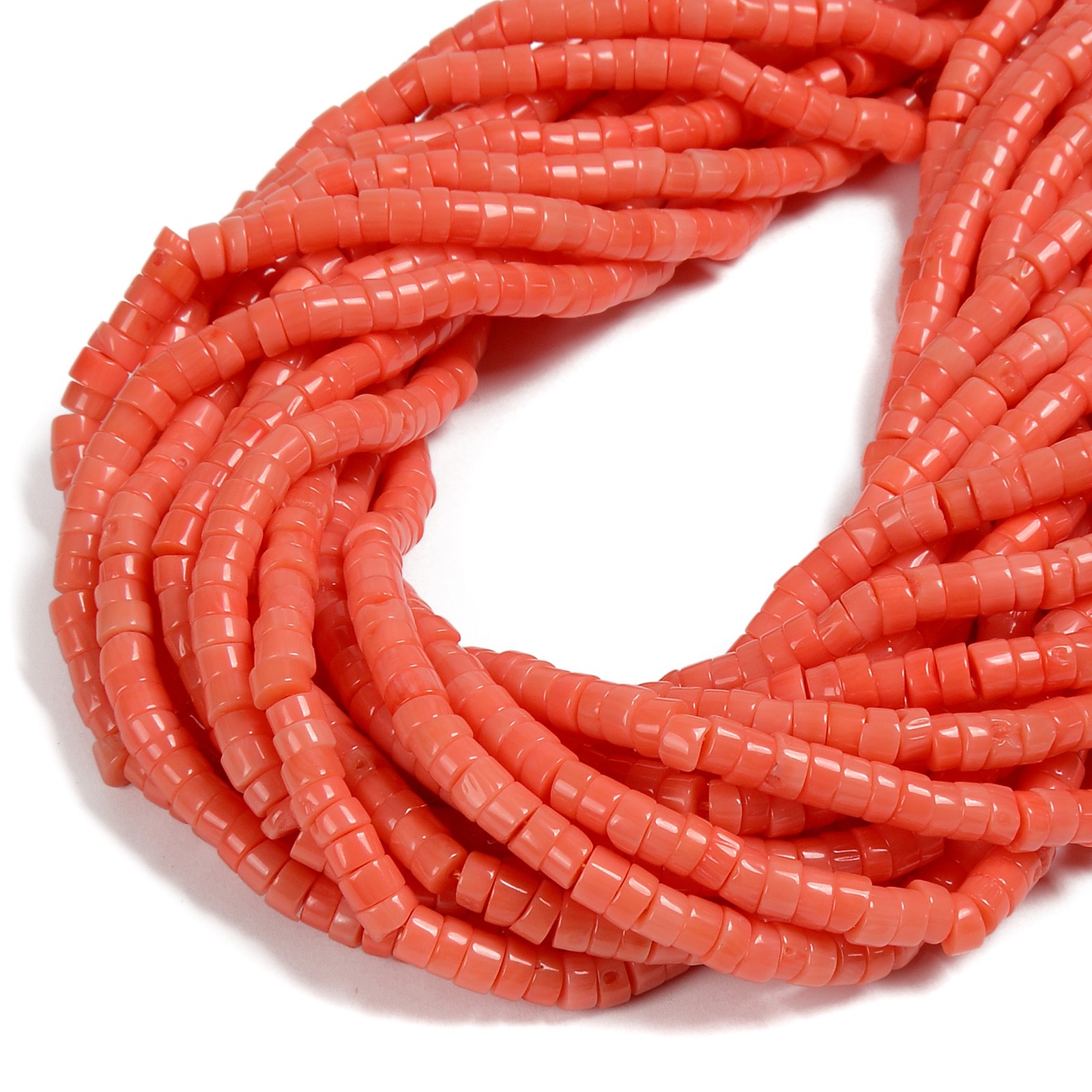 Orange Bamboo Coral Irregular Heishi Discs Beads Size 3x5mm 15.5” Strand