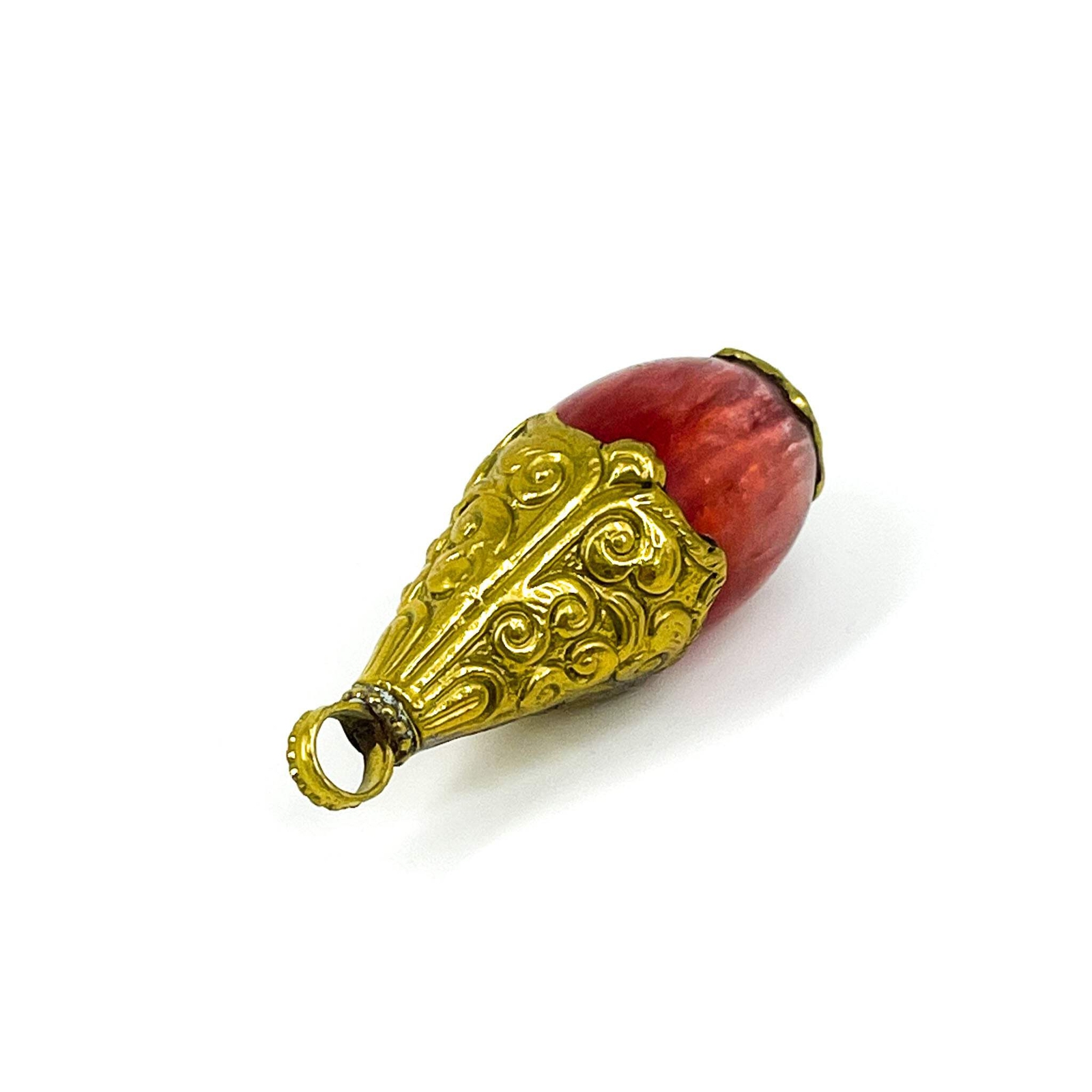 Tibetan Red Brass Repousse Pendant