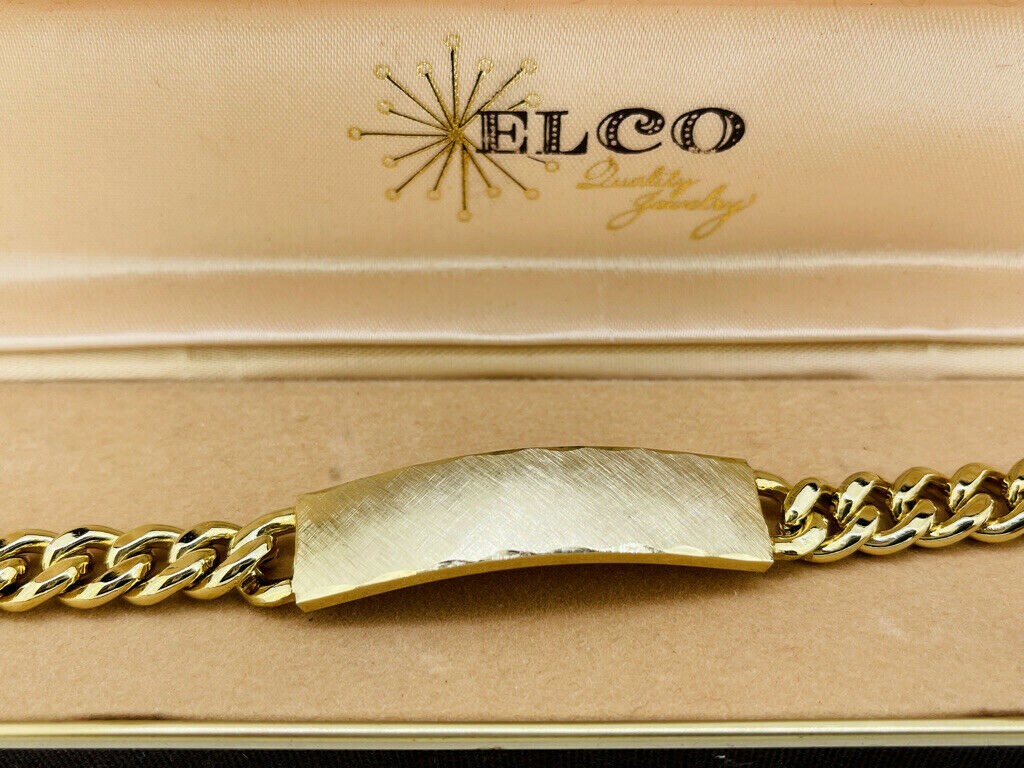 Bracelet Elco ID Identification 12K Gold Filled 7.5 inches Solid Plaque