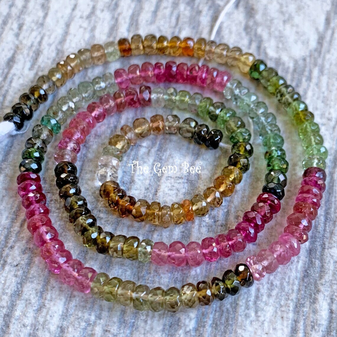 4.2mm Brazilian Tourmaline Faceted Rondelle Bead 16 inch strand
