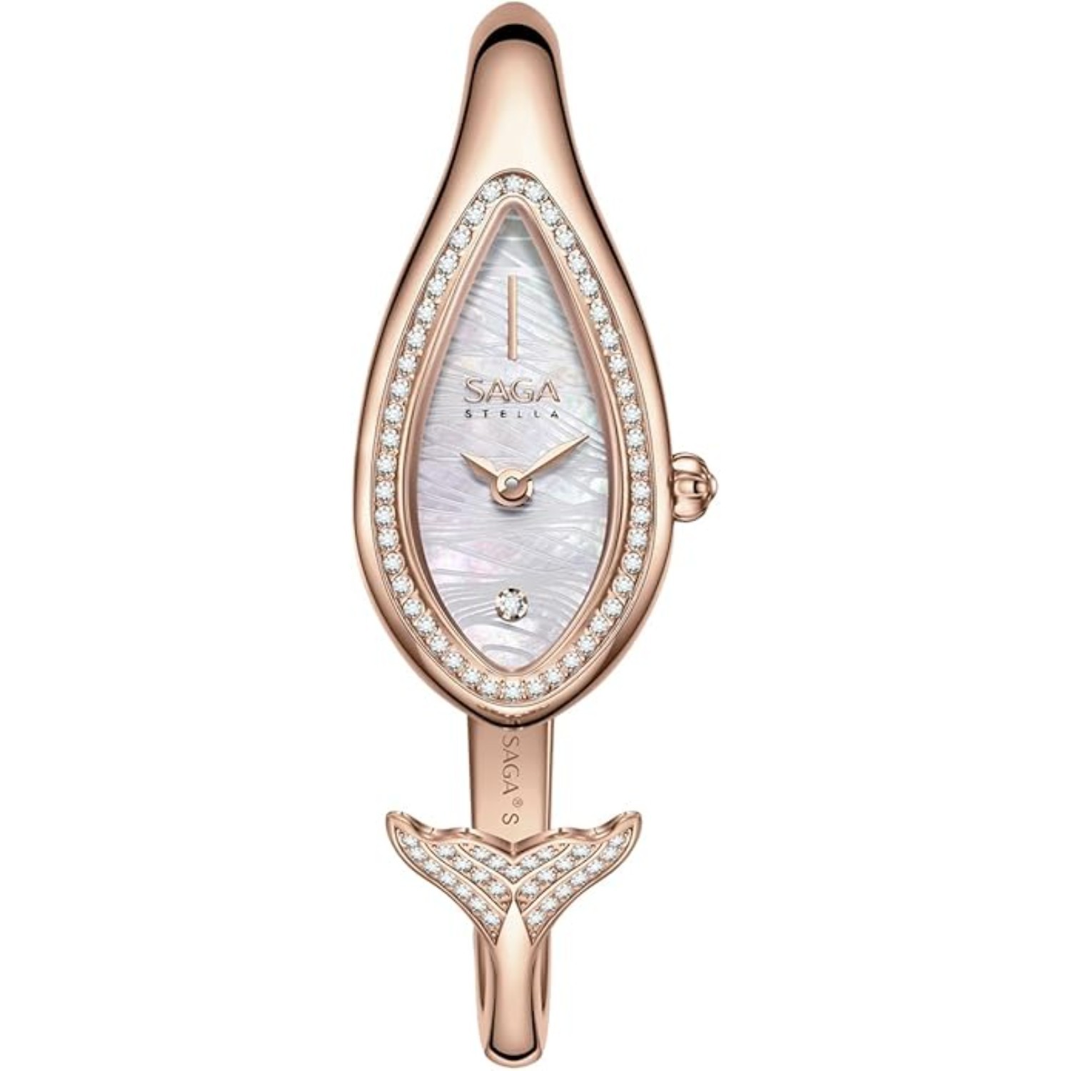 SAGA Mermaid Swiss Quartz Watch Rose Gold Danube Crystal Large NWT