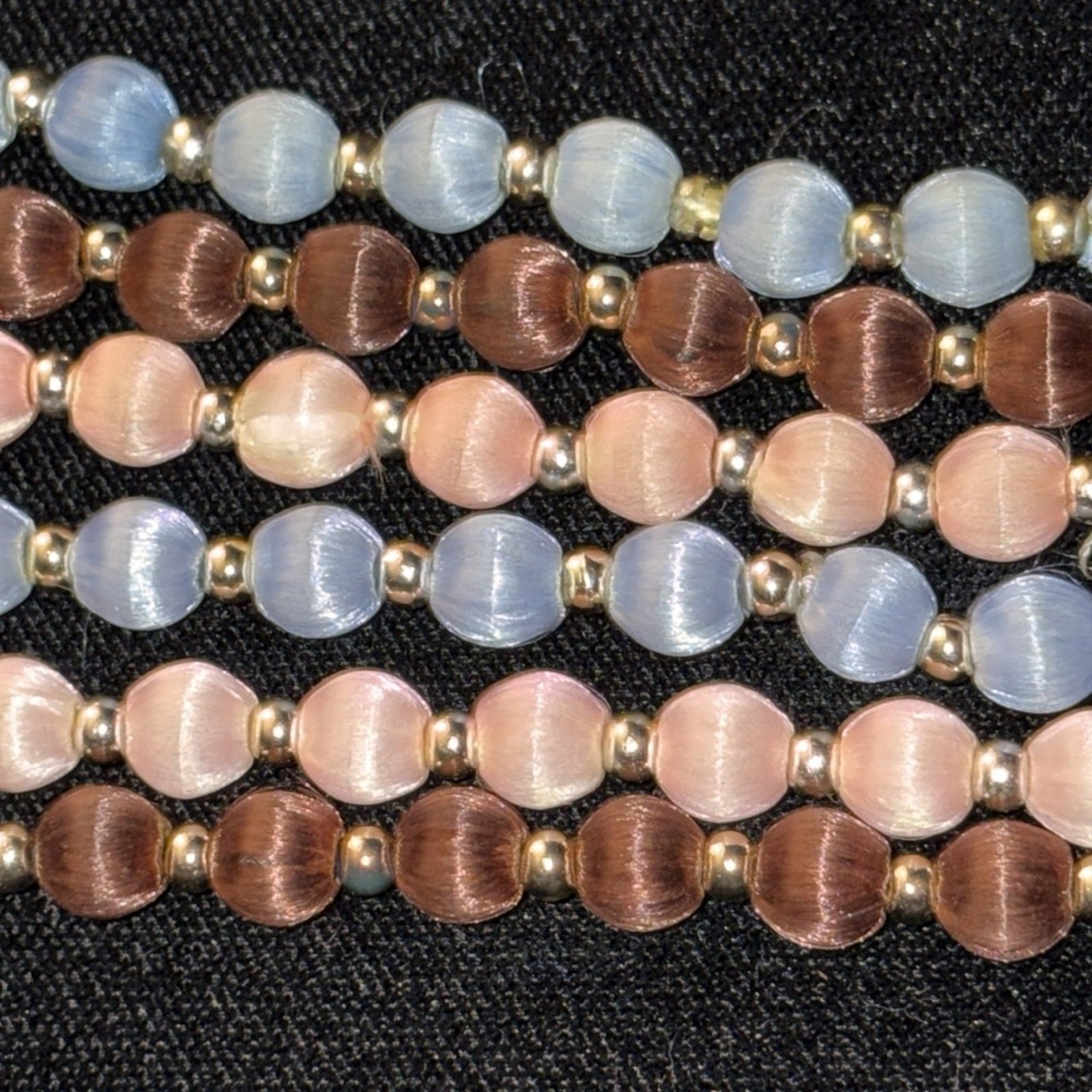 🧵 3-Strand Silk Bead Necklace Set – Estate Find from Singapore