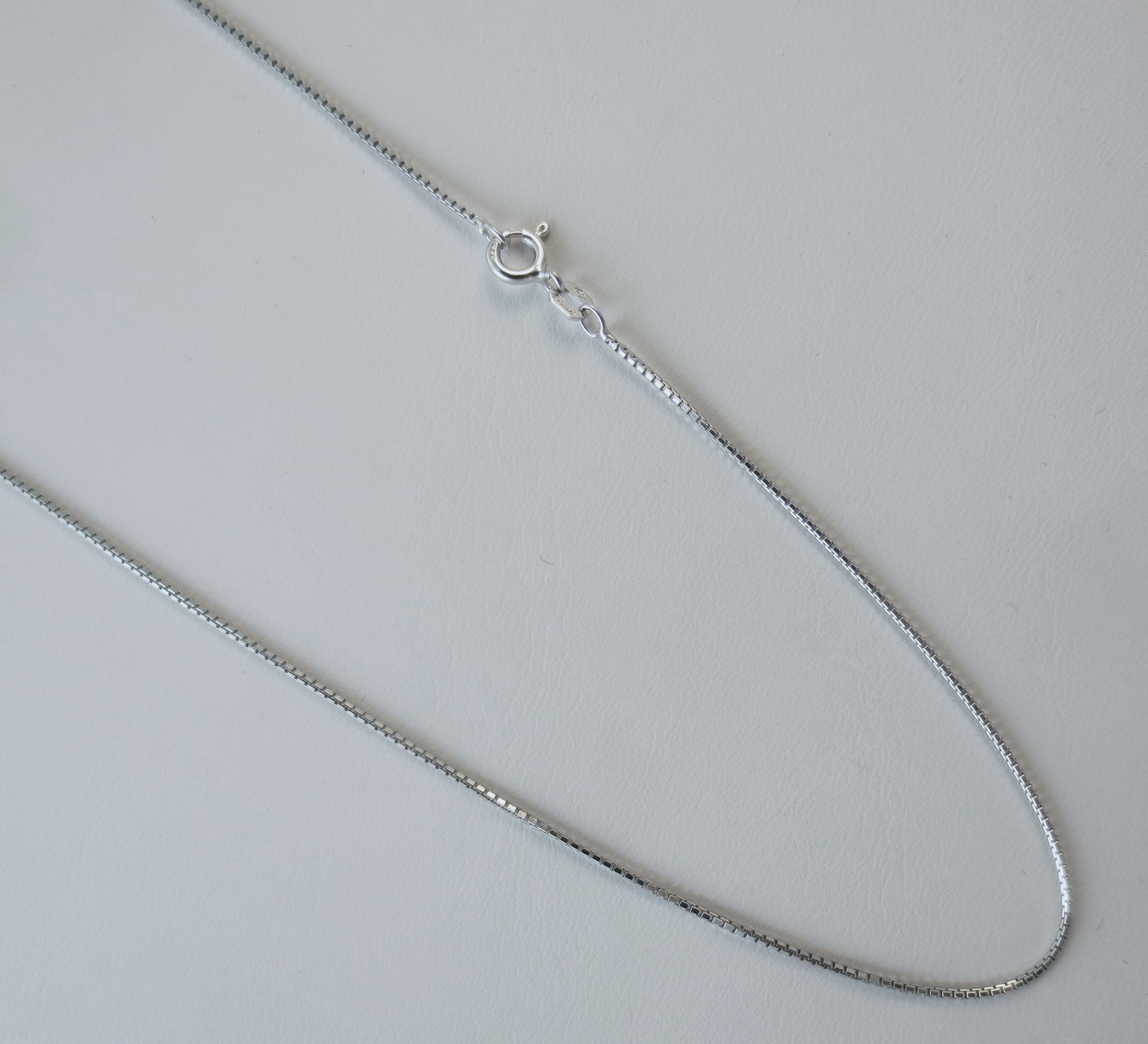 Box Chain 1.1mm Italian Rhodium over 925 Sterling Silver. 16,18,20,22,24 inches