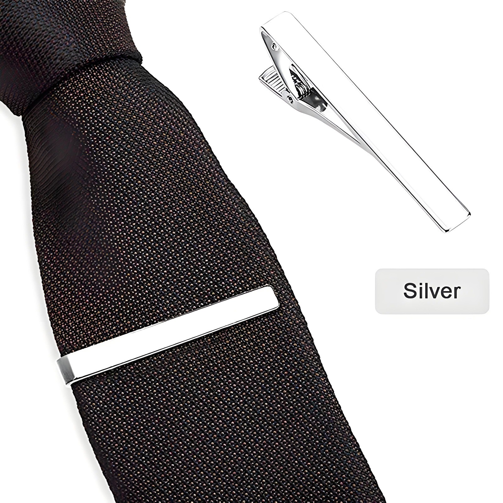 Silver Stainless Steel Tie Clip Bar Necktie Silver Mens Clasp Clamp 2.2″ Inches