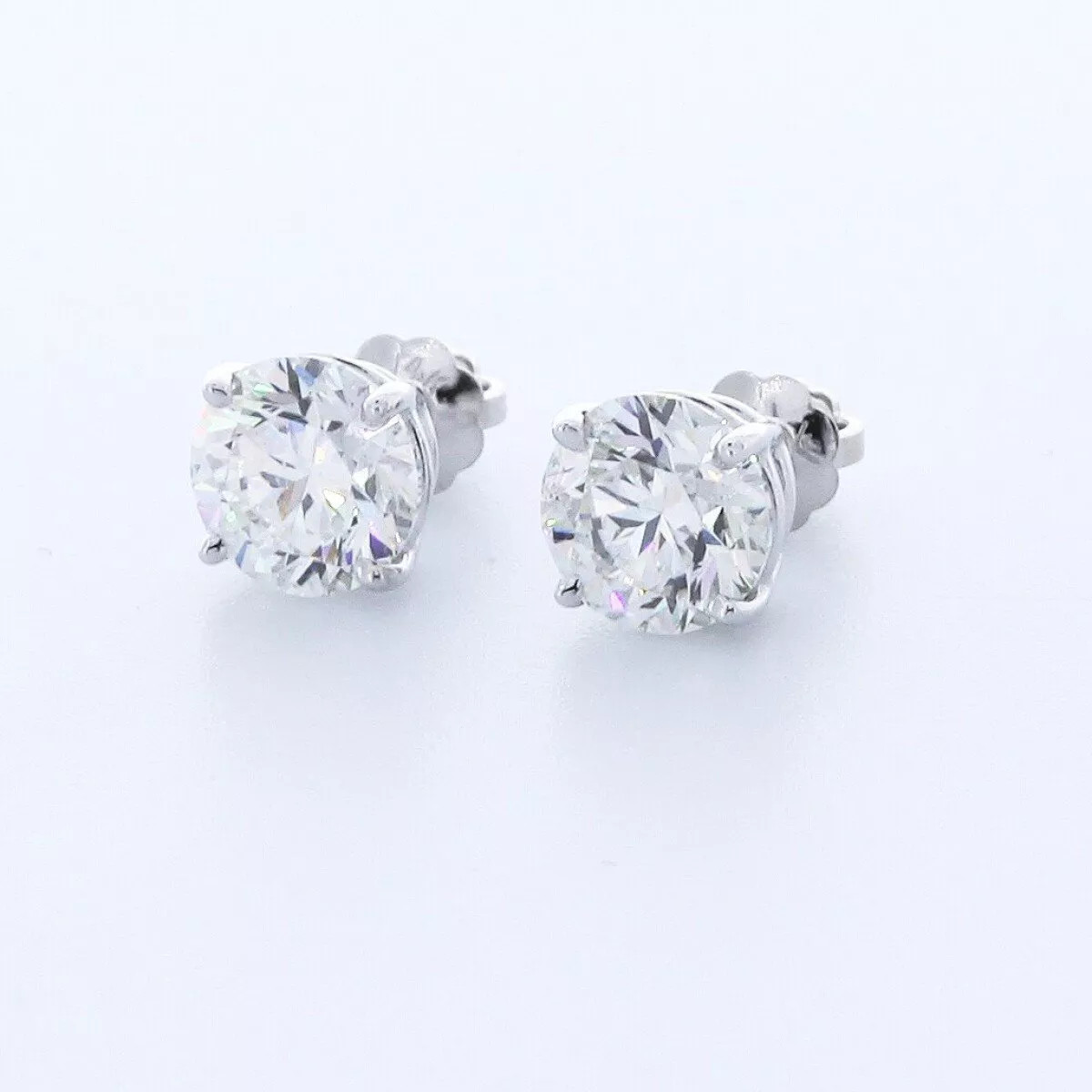 Solid 14K Yellow Gold Stud Earrings Classic 3.90 CT Round Natural Diamond F SI2