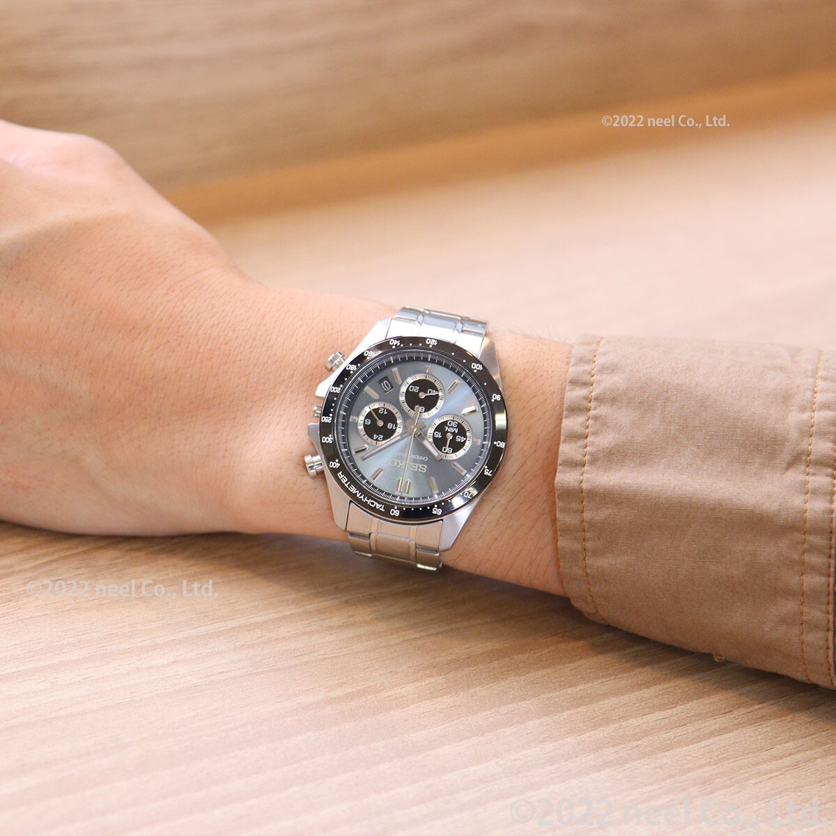 SEIKO Spirit SBTR027 Light Blue Stainless Chronograph Men`s Watch New Japan Box