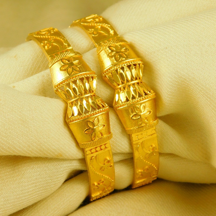 Bollywood Women 2PCs Bangle Set 18K Gold Plated Bracelsts Traditional Jewelry